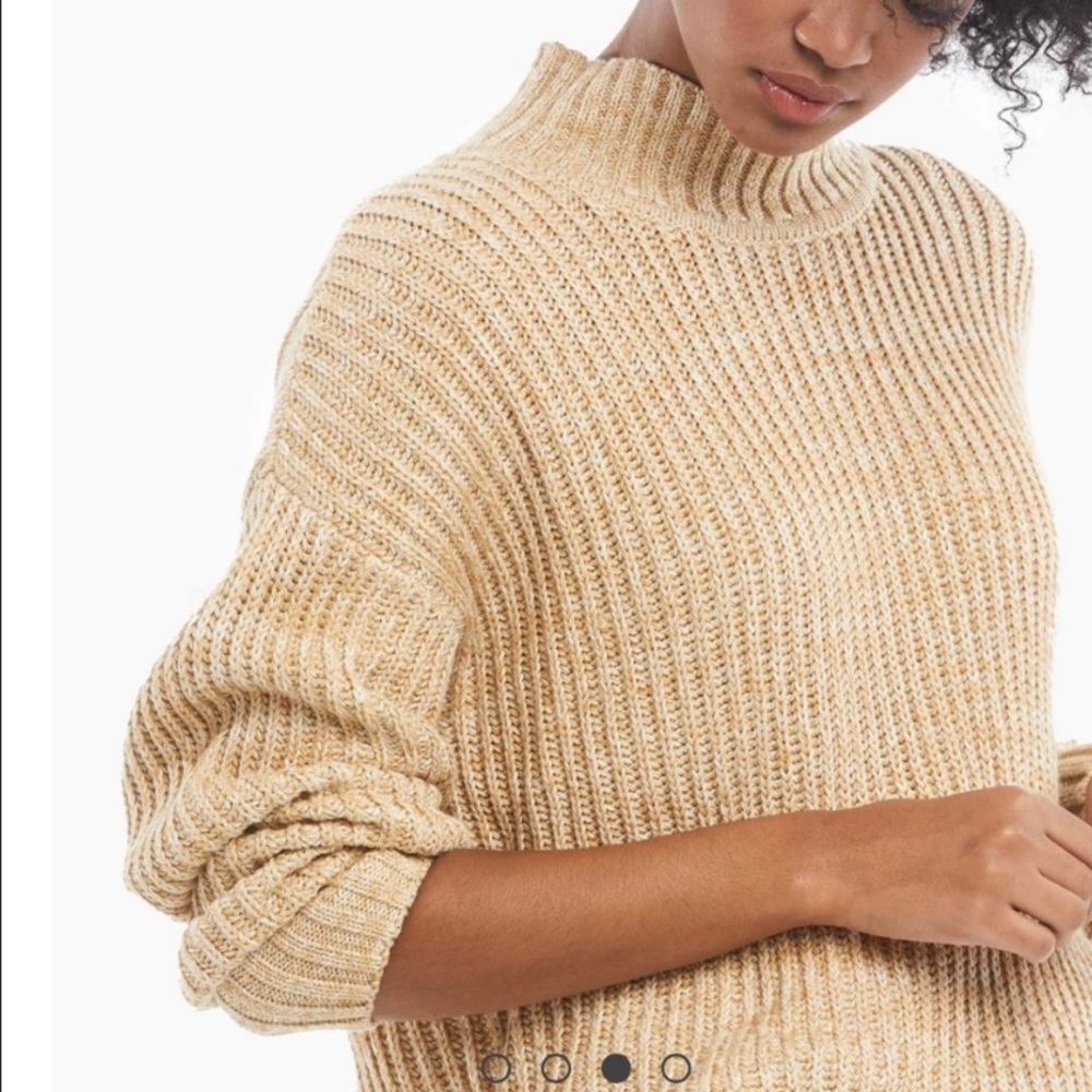 ABLE Rose Oversized Organic GOTS Cotton Tunic Mock Sweater In Tan Sz S